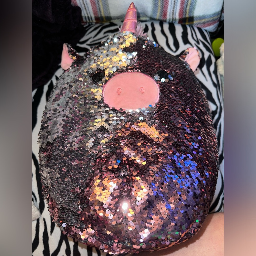 Zoe Reversible Sequin 12in Pink Pig Unicorn Squishmallow
